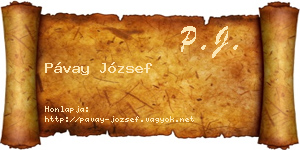 Pávay József névjegykártya